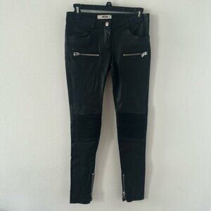 Anine Bing Women's Classic Black Remy Ankle Zip Leather Pants Size XS